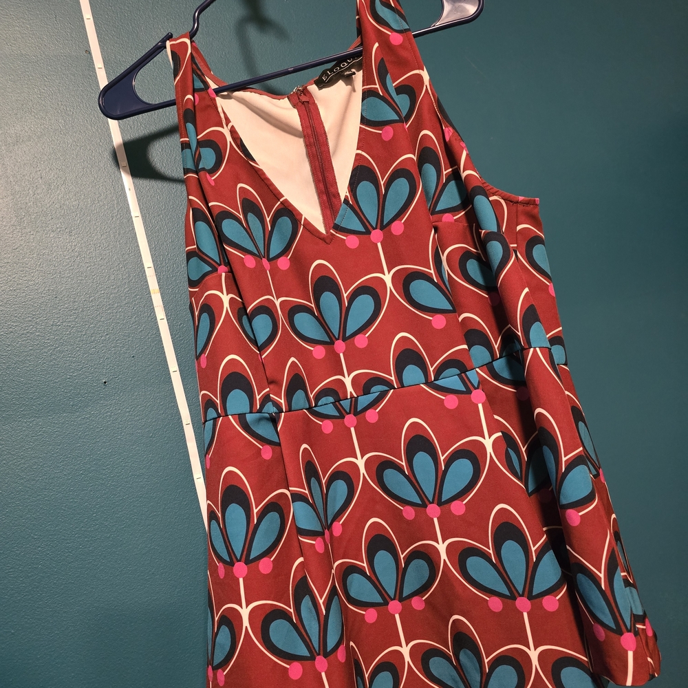 Eloquii Brown and Blue Patterned Dress